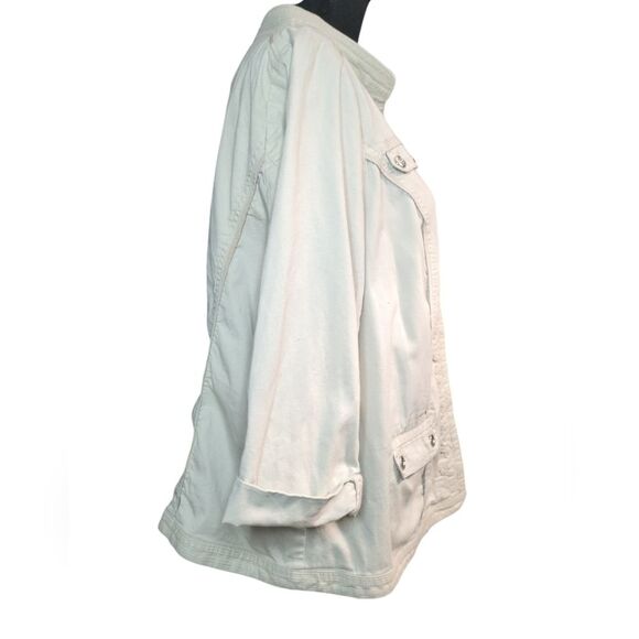 Women's Cotton Khaki Military Jacket Hook & Eye Closure  3/4 Sleeve - Sz 14/16 - Picture 4 of 8